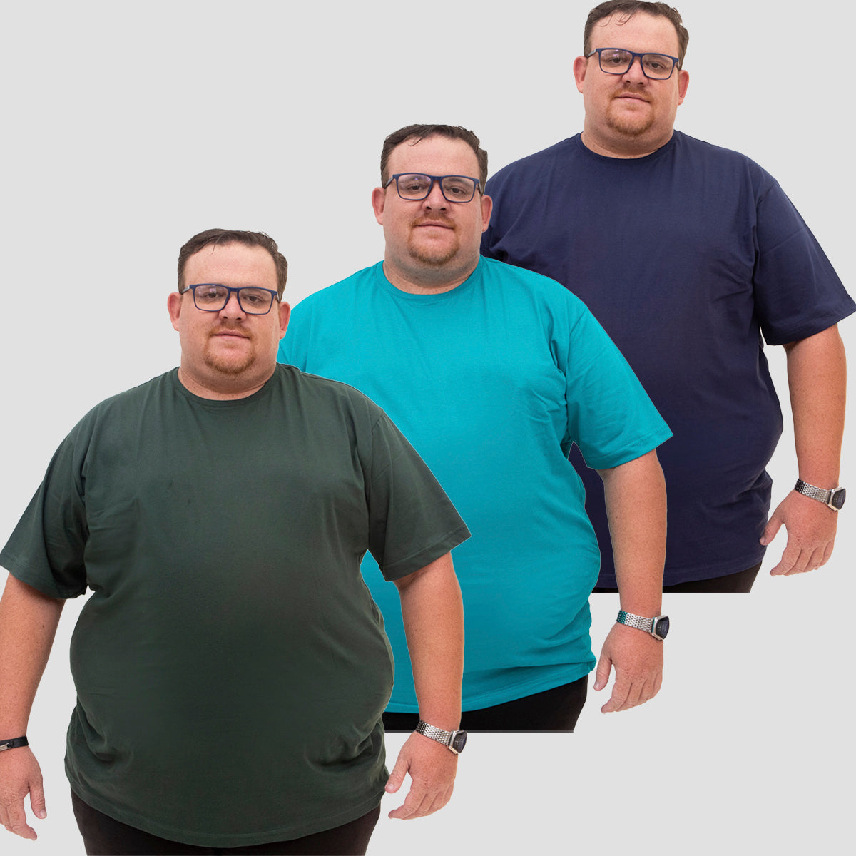 Kit 3 Camisetas Básica 100% Algodão Plus Size G1 ao G5