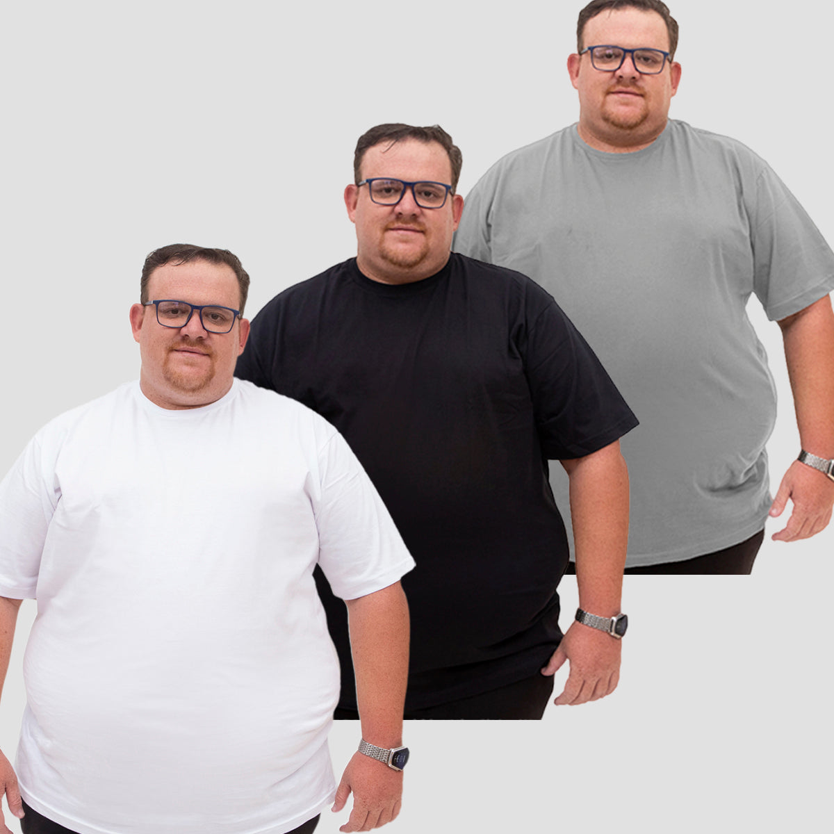 Kit 3 Camisetas Básica 100% Algodão Plus Size G1 ao G5