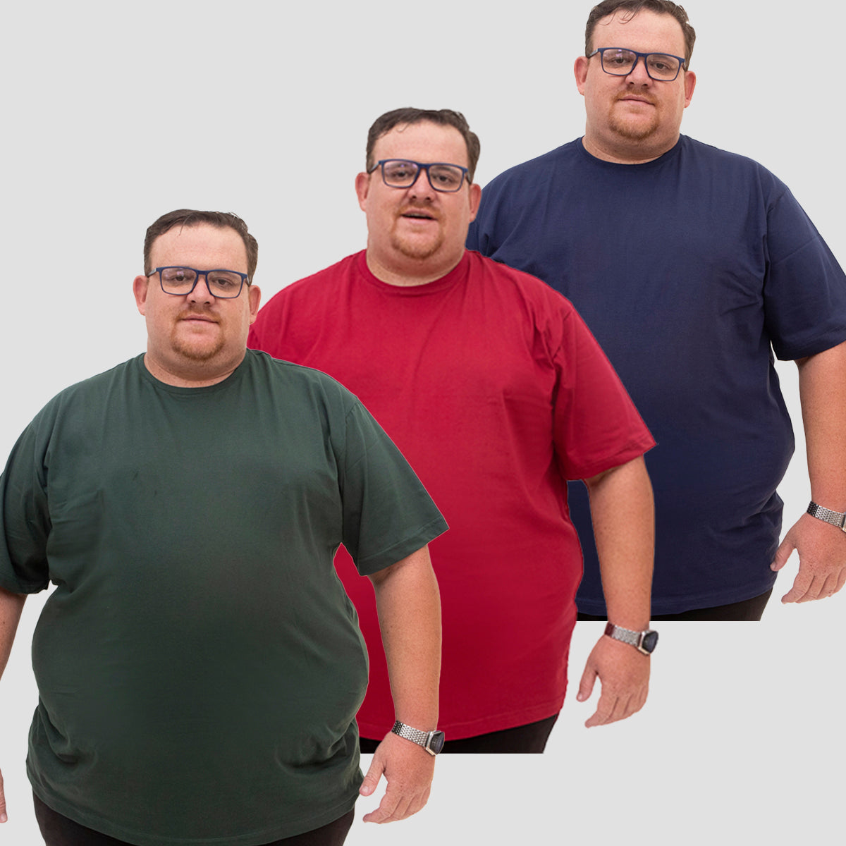 Kit 3 Camisetas Básica 100% Algodão Plus Size G1 ao G5