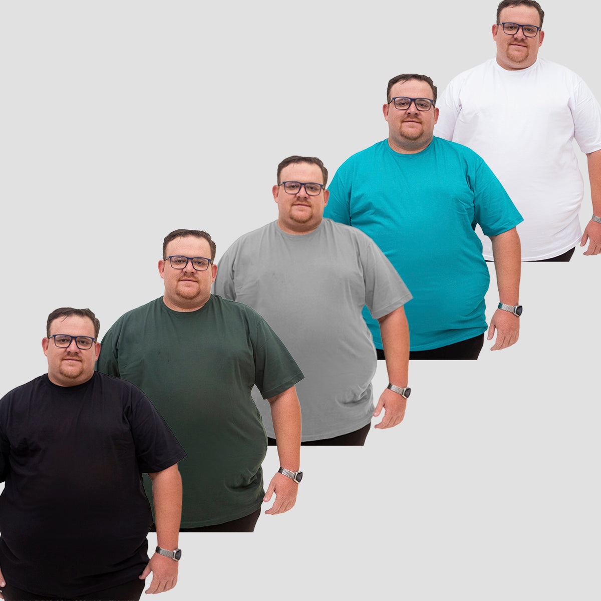 Kit 5 Camisetas Básica 100% Algodão D'Lujo Plus Size