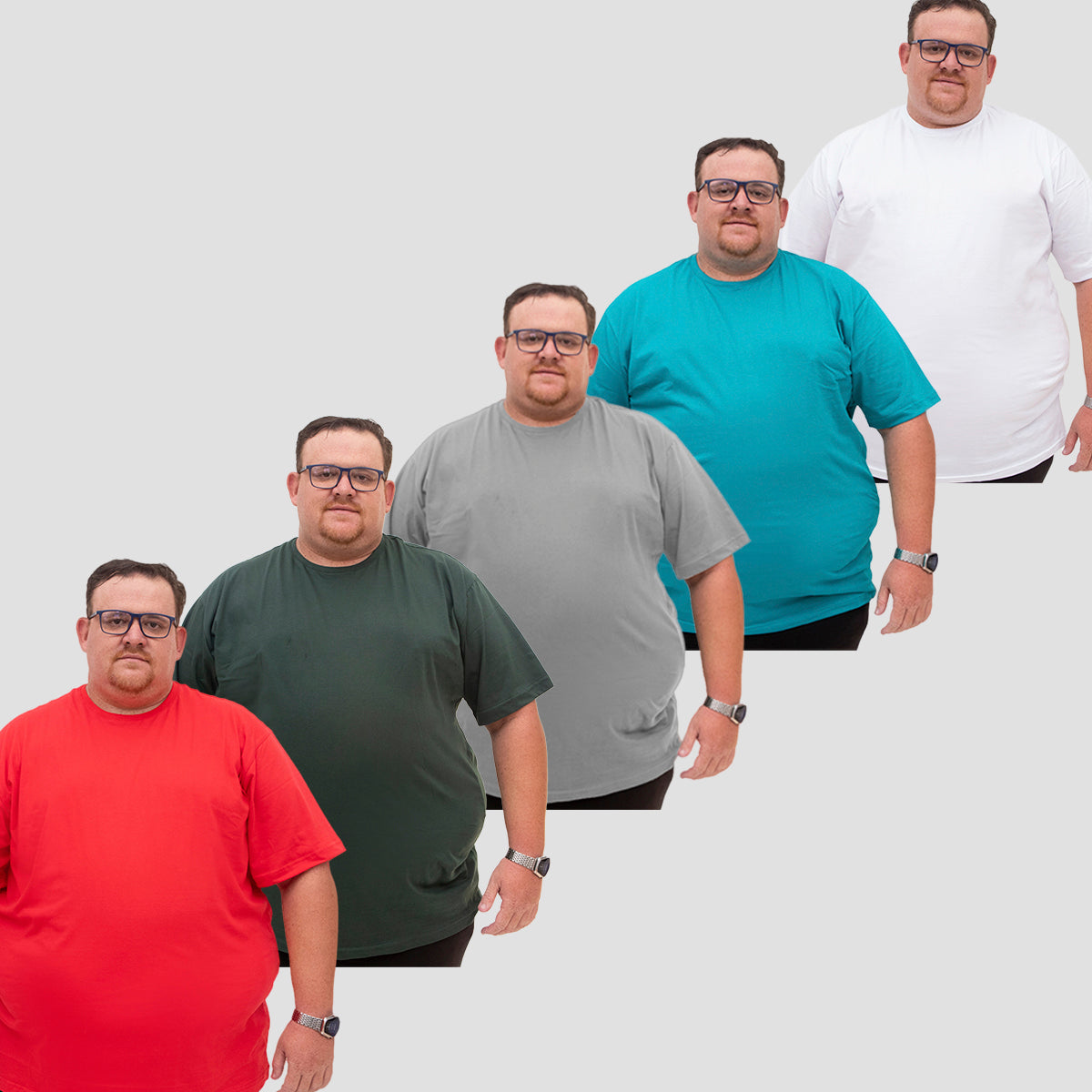 Kit 5 Camisetas Básica 100% Algodão D'Lujo Plus Size