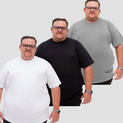 Kit 3 Camisetas Básica 100% Algodão Plus Size G1 ao G5