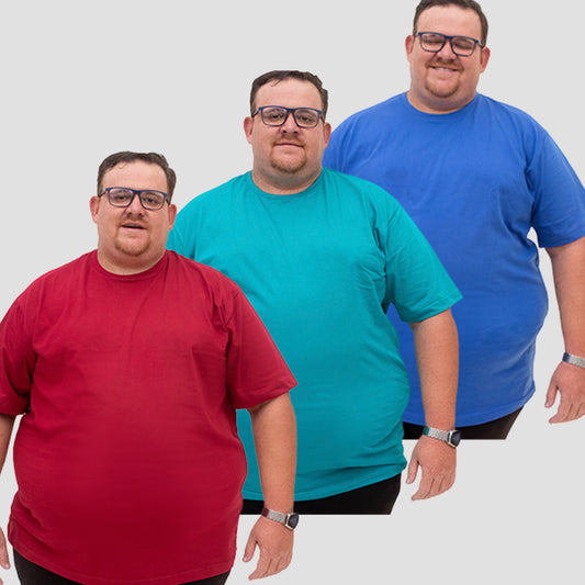 Kit 3 Camisetas Básica 100% Algodão Plus Size G1 ao G5